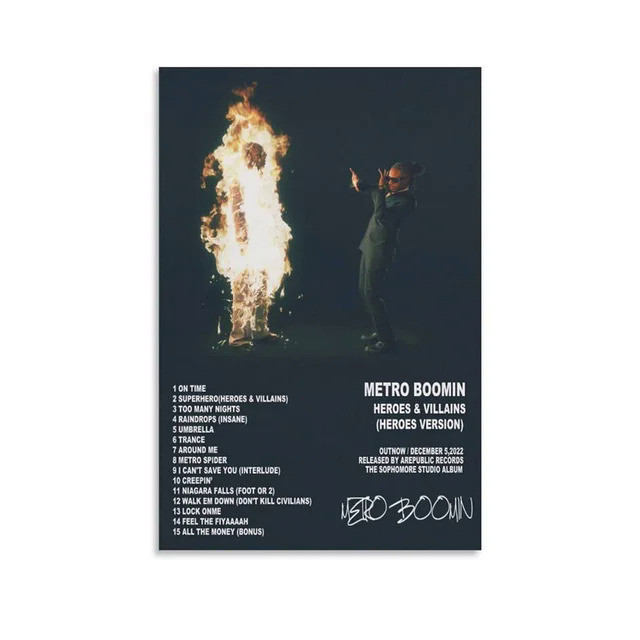สแกนดิเนเวียน Minimalist Wall Art Pop Rapper Metro Boomin รูปที่ 8