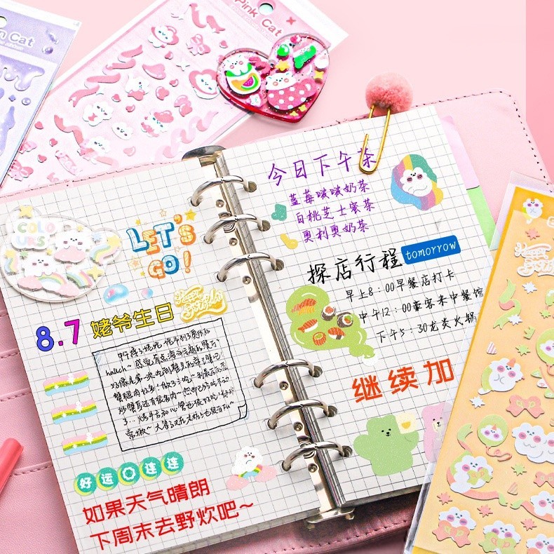 💥 จัดส่งจากประเทศไทย 💥สติกเกอร์เลเซอร์ ลายการ์ตูนน่ารัก สําหรับตกแต่งสมุดโน้ต DIY จํานวน 100 ชิ้น - รูปที่ 5