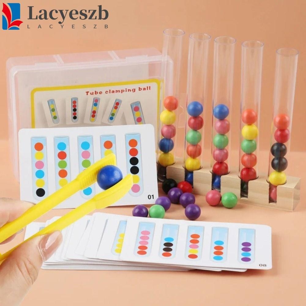 Lacyeszb เกมจับคู่ลูกปัดไม้ หลากสี ของเล่นเสริมการเรียนรู้เด็ก