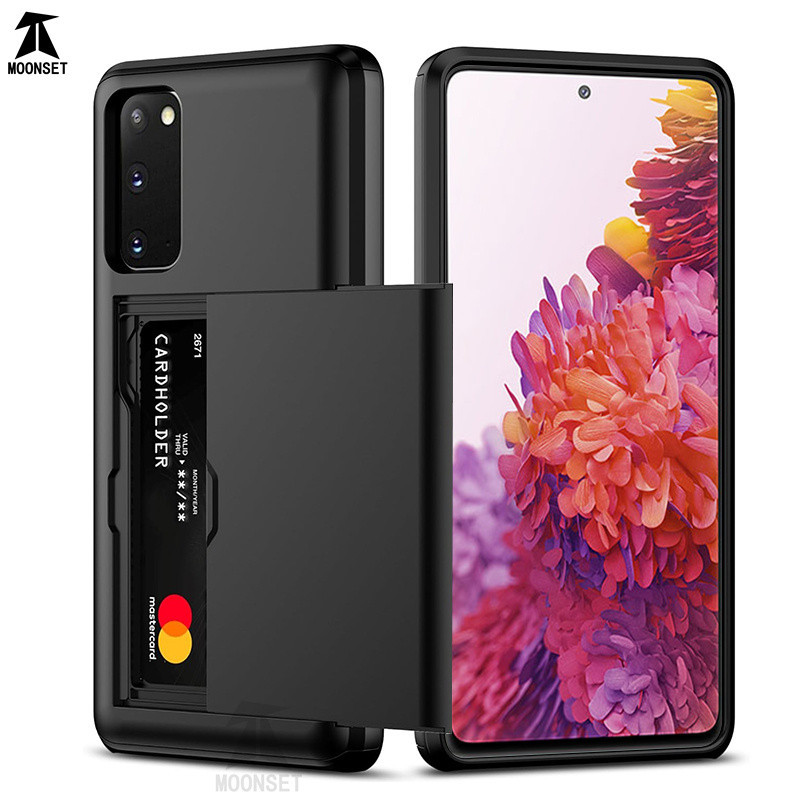 เคสโทรศัพท์มือถือ TPU แบบแข็ง ป้องกันรอยขีดข่วน แบบสองชั้น พร้อมช่องใส่บัตร สําหรับ Samsung Galaxy S