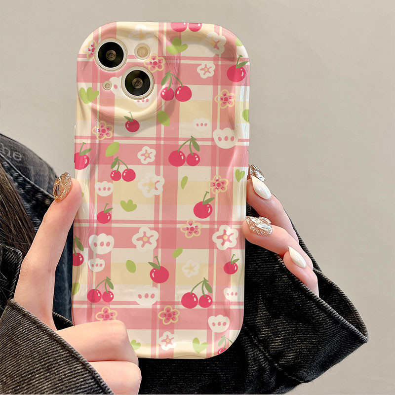 【ส่งจากไทย】จัดส่งภายใน 3 วันลายสก๊อตเชอร์รี่ลายน่ารัก เคสไอโฟน11 เคส For iPhone 11 12 13 14 15 Pro Max 7 8 Plus SE Case