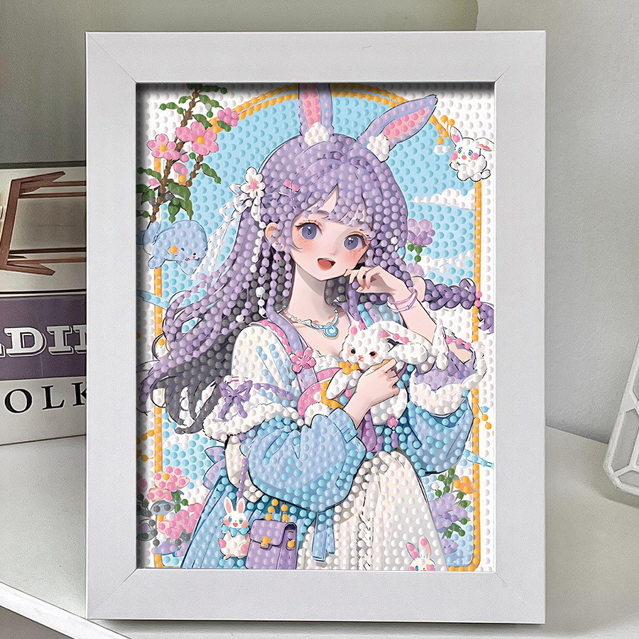 ครอสติสคริสตัล พร้อมกรอบ Diamond Painting ลายสาวสไตล์โบราณ ขนาด 18*22 cm DIY ของเล่นเด็ก