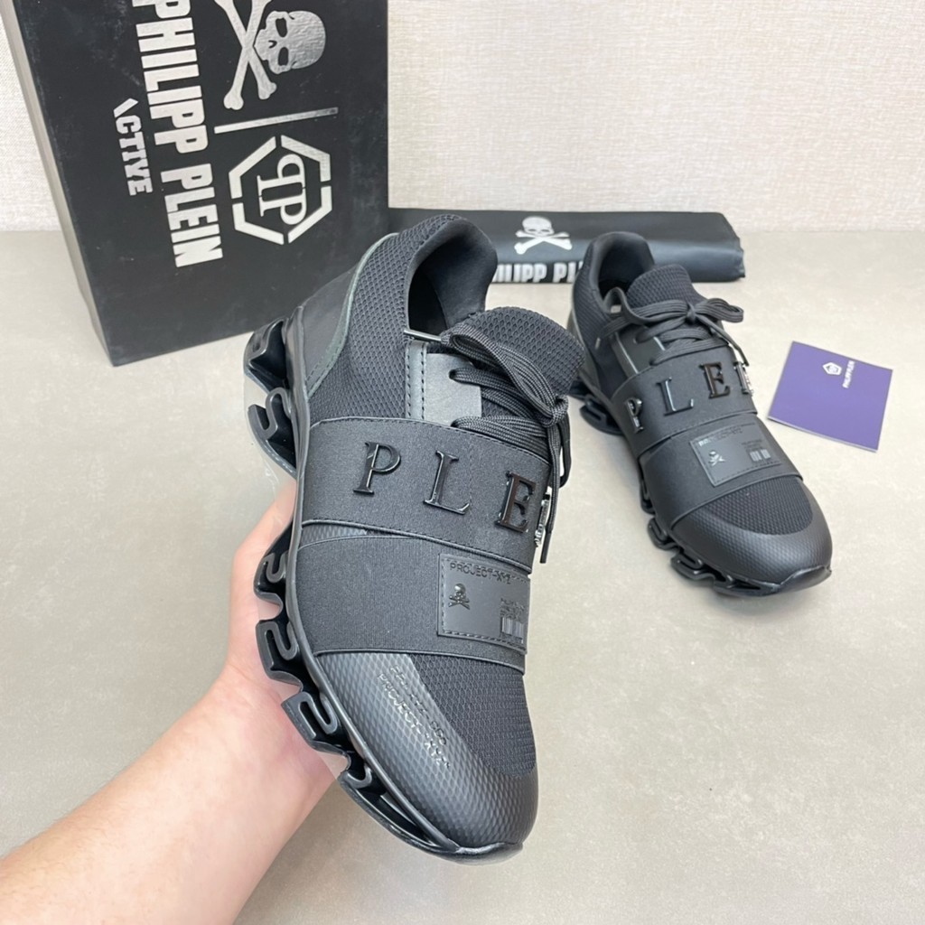 Pp สินค้าใหม่ รองเท้าผ้าใบ รองเท้าวิ่ง แบบถัก ลายโลโก้ Philipp Plein * Runner Hyper