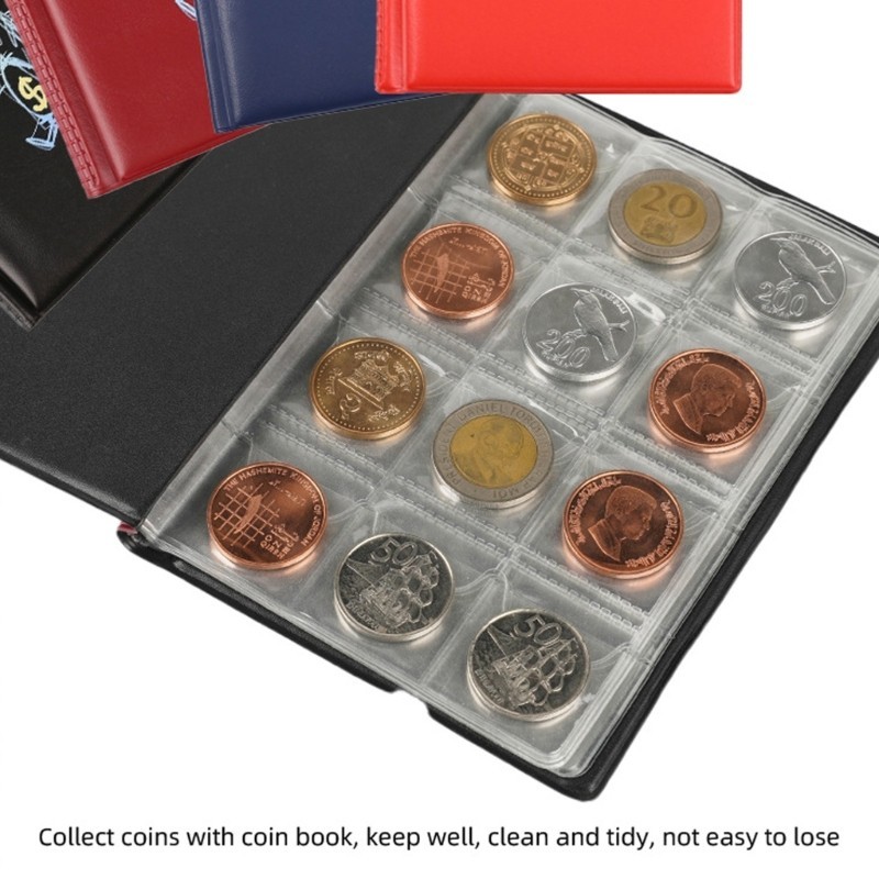 Let* 120 Pocket Leather Coin Holder Book Coin Storage Album 2 9x2 9cm Pocket