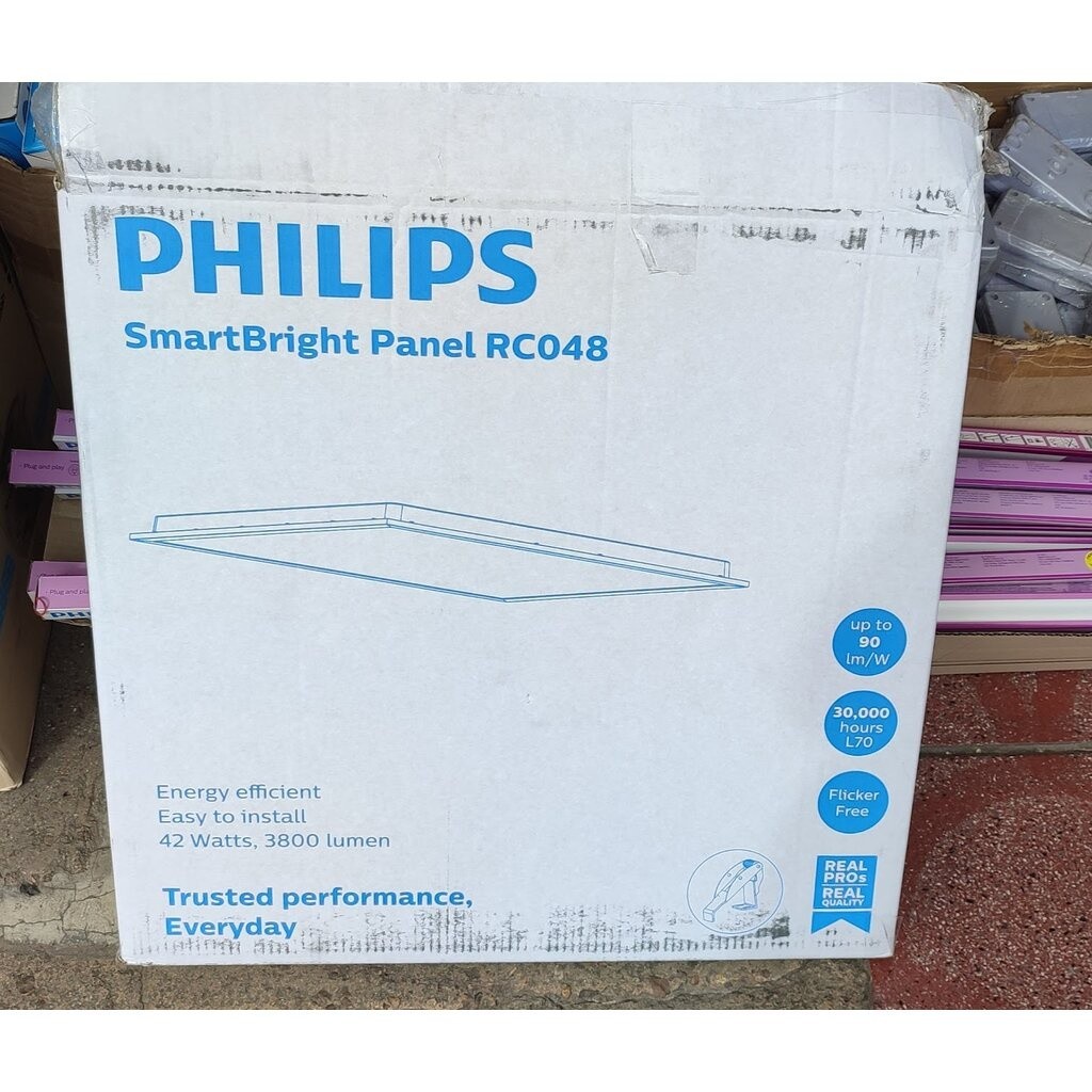 โคมไฟ LED Panel Philips รุ่น RC048 3800lm 42w 60X60 พร้อมคลิป พร้อม อะแดปเตอร์อยู่ด้านนอก