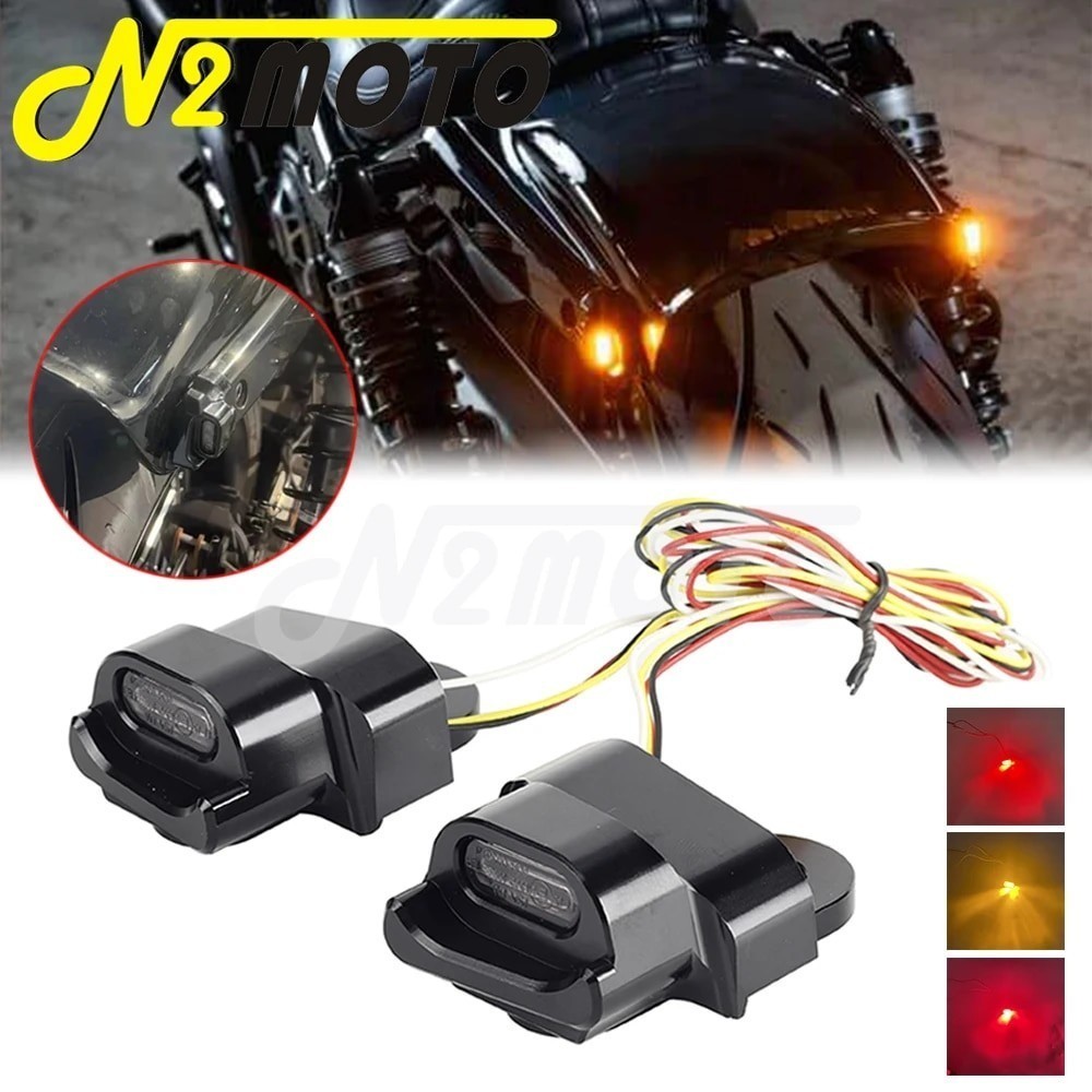 N2 Motorcycle LED 3 in 1 Turn Signals 12V Rear Brake Taillight E-mark Tail Signal Indicator For Harl