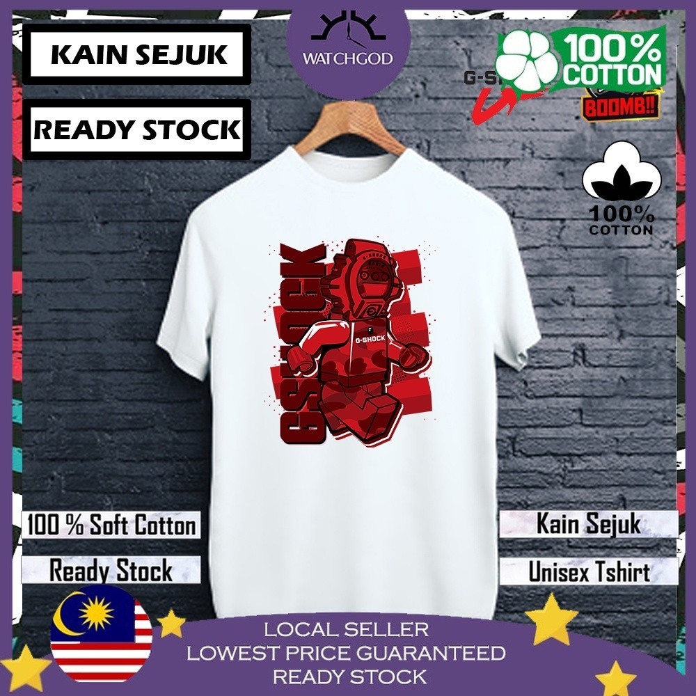 🔥90% MEGA G SHCOK 2 100% Cotton Tshirt T เสื้อ Streetwear ผู้ชายผู้หญิง Unisex Baju Lelaki Wanita Pe