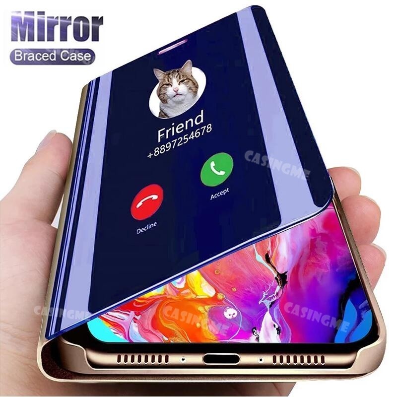 Samsung A17 5G 2025 LTE สมาร์ทกระจกสําหรับ Samsung Galaxy A07 A17 A27 A37 A57 SamsungA17 17 17A LTE 4G 5G 2025 Flip เคสโทรศัพท์หนังวงเล็บกันกระแทกปกหลัง