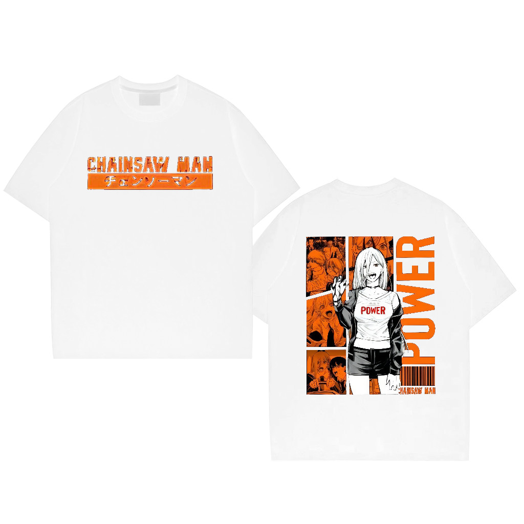 Chainsaw man เสื้อยืดพิมพ์อะนิเมะ เทรนด์ วิทยาลัยลม คอกลมขนาดใหญ่พิเศษ ผ้าฝ้าย 100%