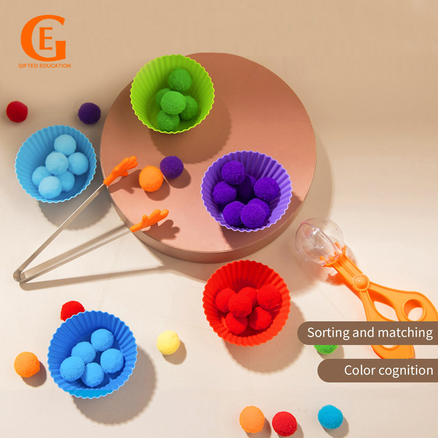Montessori ของเล่นลูกบอลจับคู่สี เสริมการเรียนรู้เด็ก