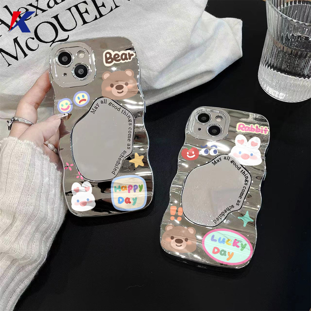 เคสโทรศัพท์มือถือ ลายกระต่าย หมี 3D พร้อมกระจกแต่งหน้า สําหรับ Infinix Hot 30i 20S 10S 30 40 20 40i 8 9 11 12 20 20i 10 PRO Play Note 12 30 PRO 12 Turbo G96 30 VIP 5G