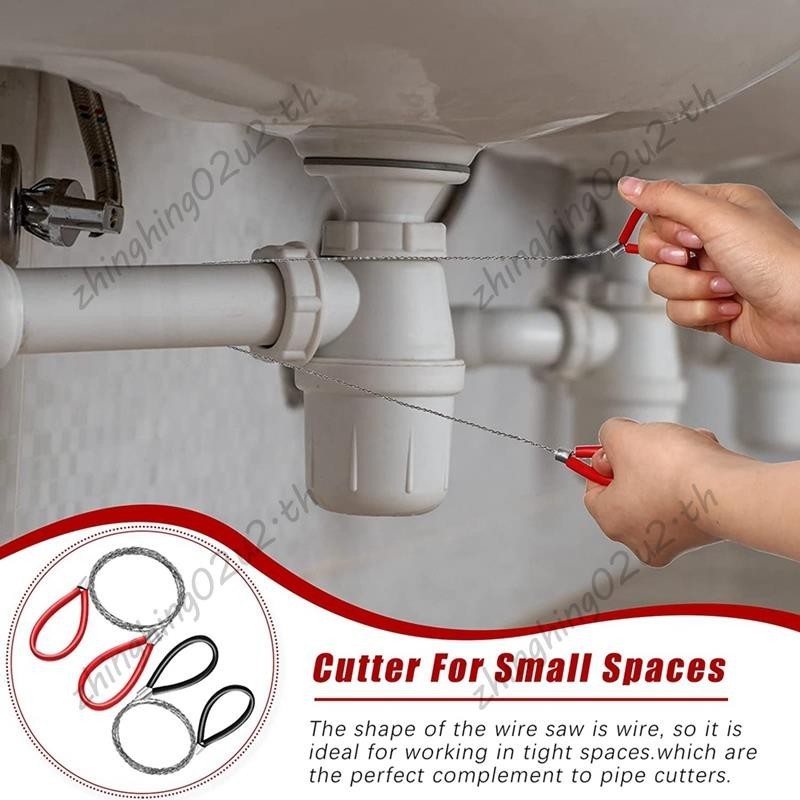 เลื่อยตัดสายเคเบิล PVC สเตนเลส สีแดง และสีดํา สําหรับเอาตัวรอด 2 แพ็ค - รูปที่ 5