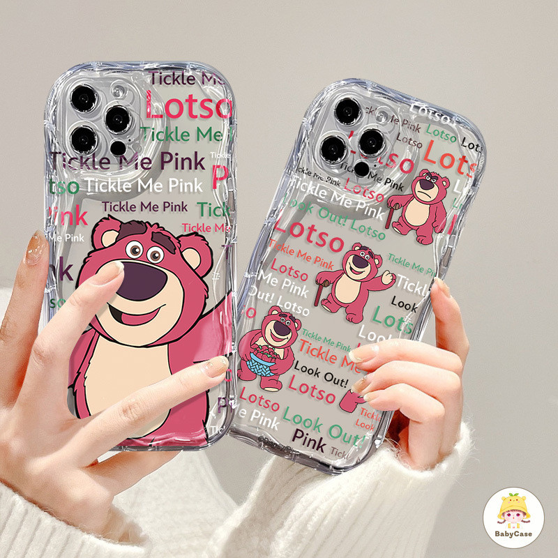 การ์ตูนน่ารัก Graffiti หมีสตรอเบอร์รี่ เคสน่ารัก สำหรับ iPhone 11 15 13 12 14 Pro Max 7 8 Plus XR XS X Max 13 12 mini