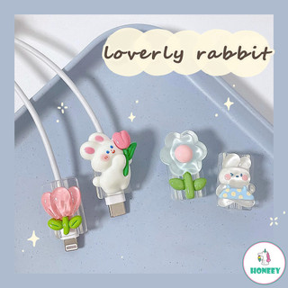 3D Flowers Rabbit Cable Protector Fast Charging Protector Usb Data Cable Head Protection Cover