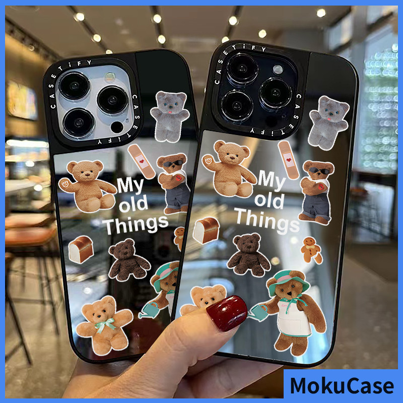 เคสไอโฟน 15/14/13/12/11 Pro max กระจกเงา My old things หมี Silicone Compatible Case iPhone 11,12,13,14,15,16,11PM,12PM,13PM,14PM,15PM,16PM,16Plus,X/Xs, XR,7 +,8Plus