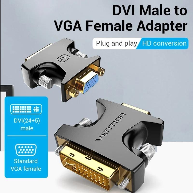 Vention อะแดปเตอร์แปลง DVI เป็น VGA 24+5 DVI-I ตัวผู้ เป็น VGA ตัวเมีย 1080P สําหรับคอมพิวเตอร์ มอนิเตอร์ ทีวี โปรเจคเตอร์ สายเคเบิล VGA เป็น DVI 1 ชิ้น