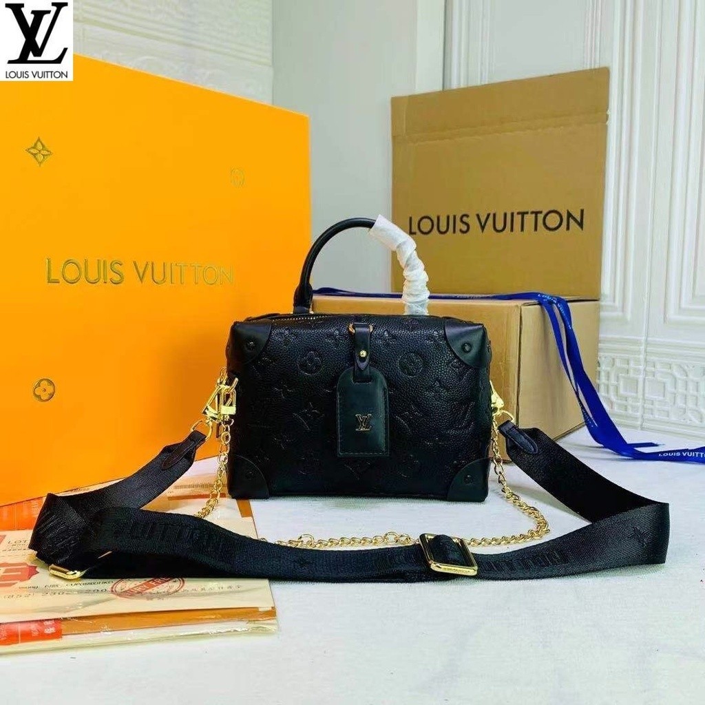 หลุยส์วิตตอง Louis Vuitton lv กระเป๋าถือ petite malle souple soft box ▫ มุมเสริมสแควร์ 👈 shobags กระเป๋าสะพาย 4gcs