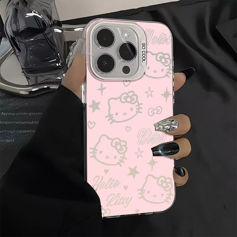 เคสโทรศัพท์มือถือ ซิลิโคนแข็ง ลายแมวน่ารัก สีชมพู สําหรับ IPhone 11 12 13 14 15 Pro MAX Plus X XS MAX XR Aesthetic 15 12 14 13 11 7 8 SE(2020)