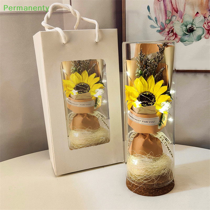 Permanenty ดอกไม้ประดิษฐ์ ของขวัญวันครู ดอกทานตะวัน คาร์เนชั่น ขวดแก้ว เต็มไปด้วยดวงดาว ช่อดอกกุหลาบ ของดี