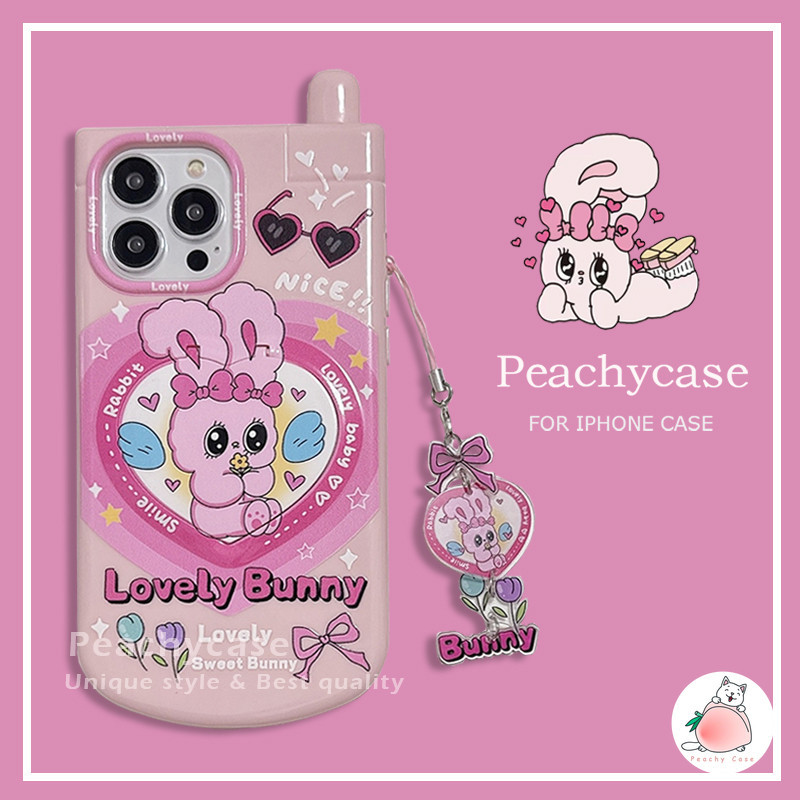 เคสโทรศัพท์มือถือ TPU กันกระแทก ลายกระต่ายน่ารัก พร้อมกระจกแต่งหน้า และสายคล้อง สไตล์เกาหลี สําหรับ iPhone 15 14 13 12 Pro Max 11
