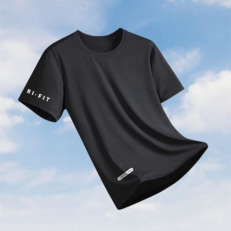 ใหม่ผ้าไหมน้ําแข็งแขนสั้นเสื้อยืดสบายแห้งเร็วเสื้อยืดผู้ชายด้านบน (40-100 กก.)