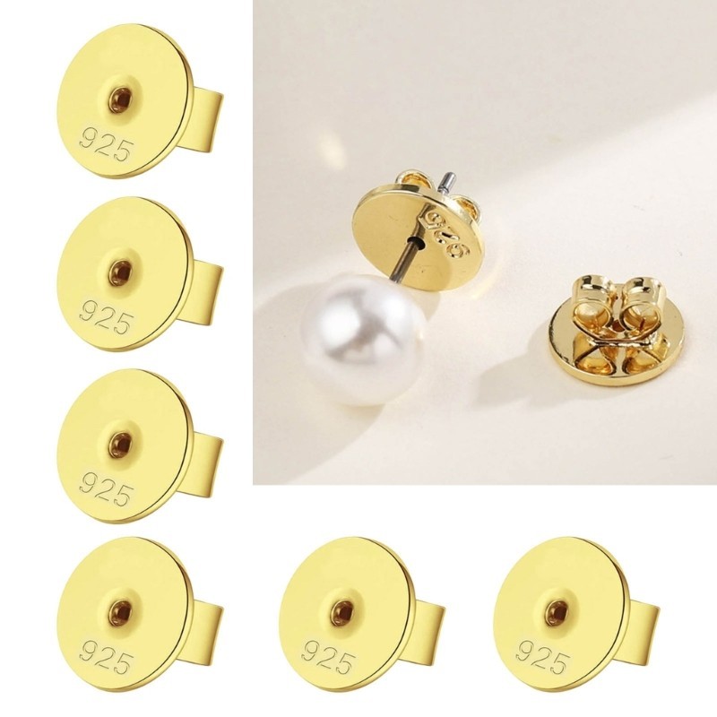 XU 10 ชิ้นโลหะต่างหู Stopper ปลั๊ก Secure Ear Studs กลับ Clasps อุปกรณ์เสริมต่างหูปิดสําหรับเครื่องประดับผู้ที่ชื่นชอบ