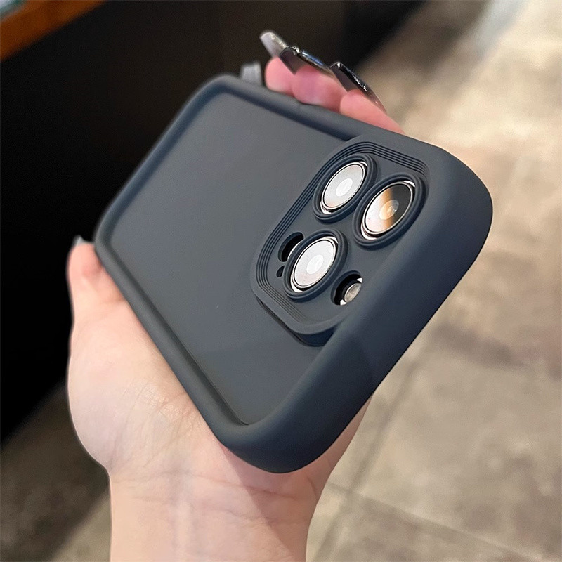 ซิลิโคนสีทึบเคสโทรศัพท์เข้ากันได้สําหรับ iPhone11 11promax 12promax 15promax 15pro 16promax 16pro ปลอกกันกระแทก