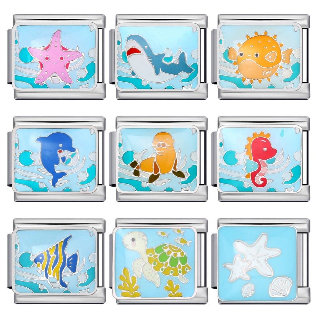 ใหม่ Sea Bio ไทเทเนียมสายเหล็กโซ่ชุบทองบัดกรีหยดน้ํามัน DIY อิตาลีโมดูลสร้อยข้อมืออุปกรณ์เสริม