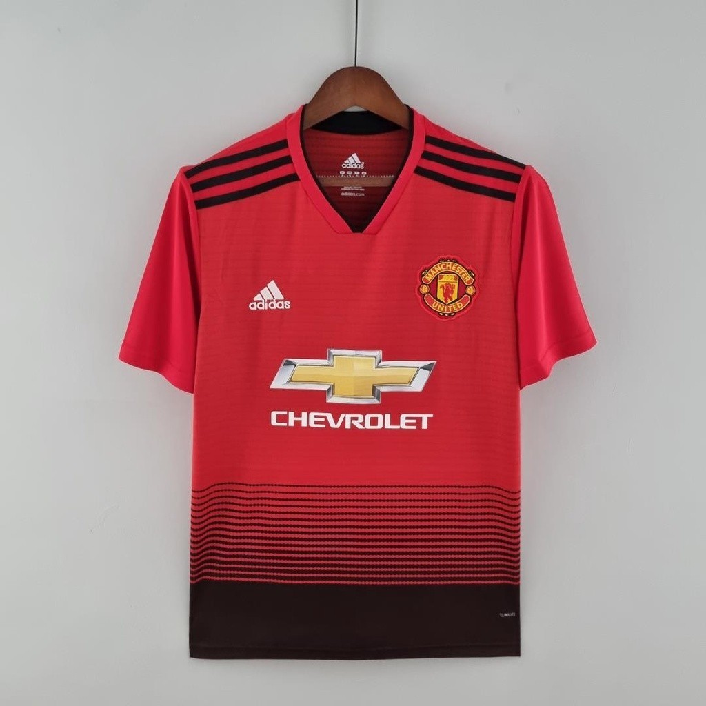 2018 2019 Manchester United Home Away Retro เสื้อฟุตบอลฟุตบอล MU Vintage S-XXL เสื้อกีฬาแขนสั้นผู้ชา