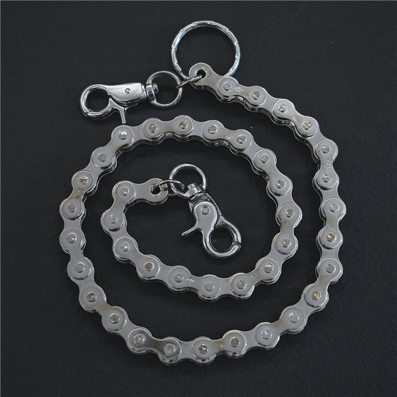 American Retro Bright Silver โลหะจักรยานโซ่กางเกง Punk Youth Texture แนวโน้มตกแต่ง Hip-Hop ความมั่งคั่งผ้า Chain