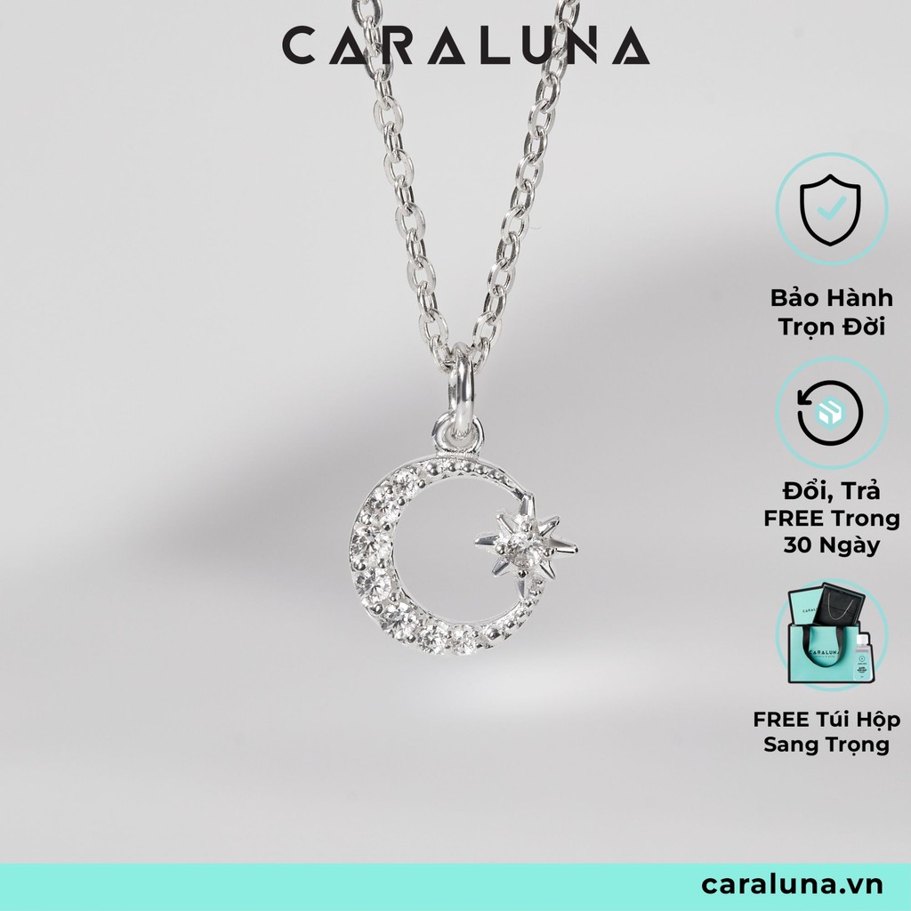 จี้ Moon Star พร้อมหิน 925 CARA LUNA Moon Star Pendant สร้อยคอเงินอิตาลี Charm - VCP01