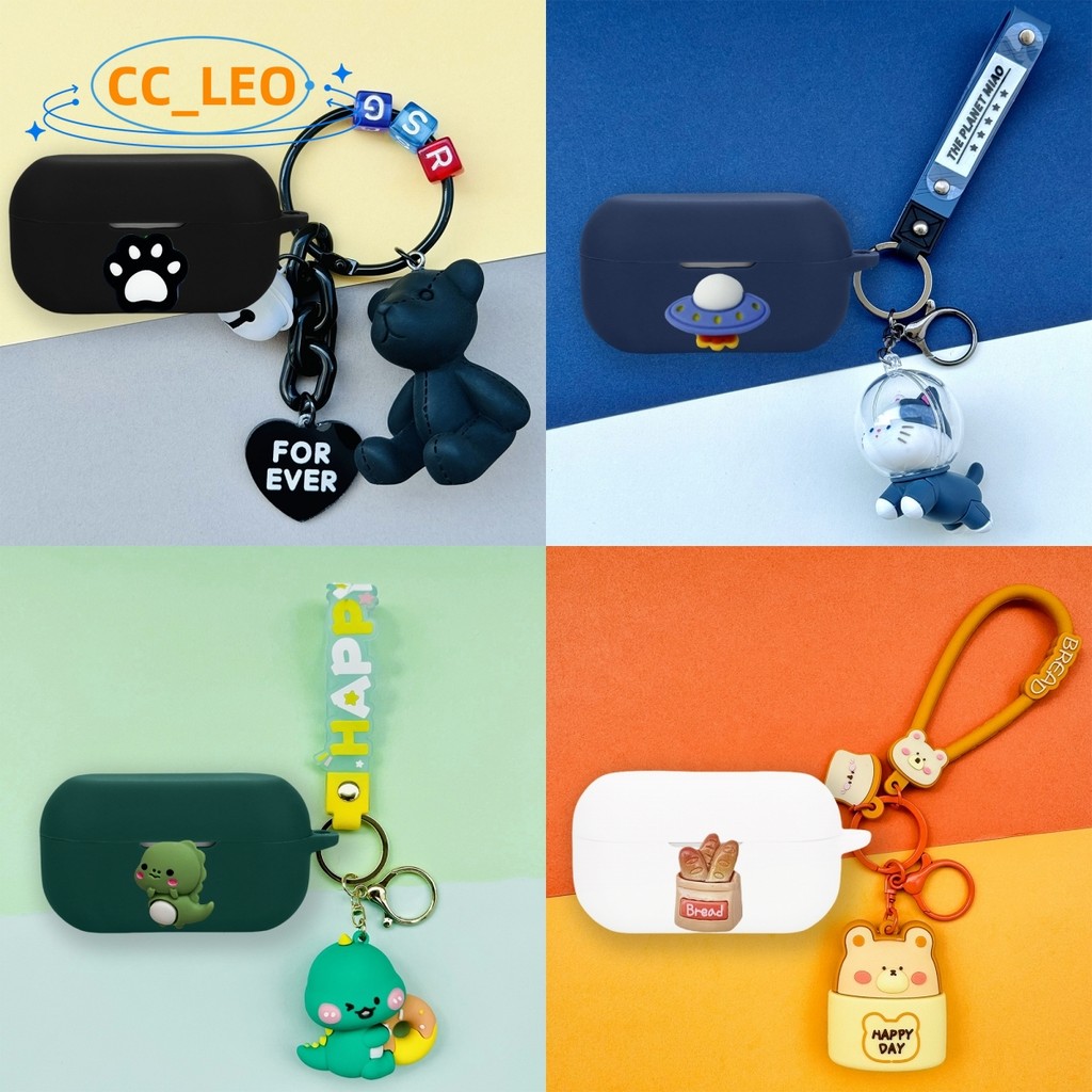 Case for Technics EAH-AZ100 Cartoon Duck Cute Toast Keychain Pendant Silicone Soft Shell Suitable fo