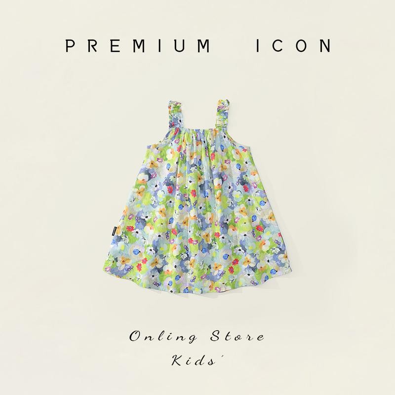 Hania Kids ชุดเด็กผู้หญิง พร้อมส่ง ชุดเดรสแขนกุดลายดอกไม้ K4125220