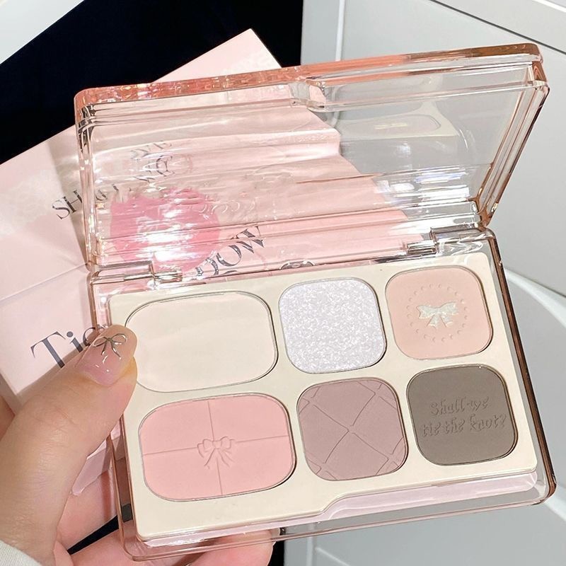 shiny girl: ถาดอายแชโดว์หกสีใบ้เคลือบสีโลกซ่อมแซมไฮกลอสพาเลทอายแชโดว์ในตัวหลากสี สามารถใช้เป็นบลัชออนหรือไฮไลท์เตอร์ได้ - รูปที่ 6