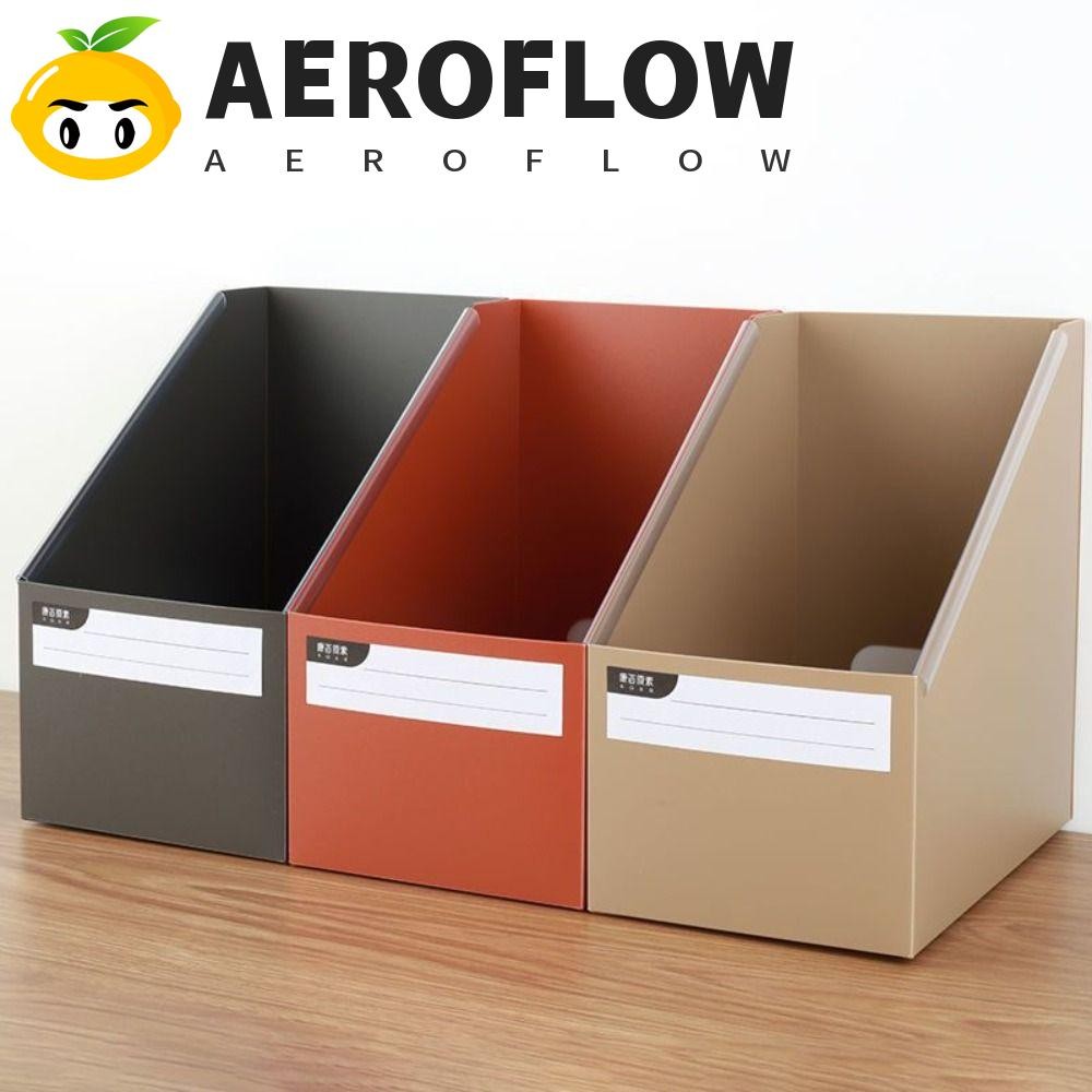 Aeroflow กล่องเก็บหนังสือแบบพับได้, กล่องเก็บหนังสือเดสก์ท็อปความจุขนาดใหญ่ A4, ชั้นวางเรียงลําดับแฟ้มกันน้ําพลาสติกเรียบง่ายนักเรียน