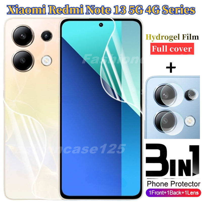 3in1 Xiaomi Redmi Note 13 5G 4G ฟิล์มไฮโดรเจล ป้องกันเต็มรูปแบบ ด้านหน้า ด้านหลัง สําหรับ Redmi Note13 13 Pro Plus 5G ไม่ใช่กระจกนิรภัย กล้องด้านหลัง ฟิล์มป้องกันหน้าจอ นิ่ม