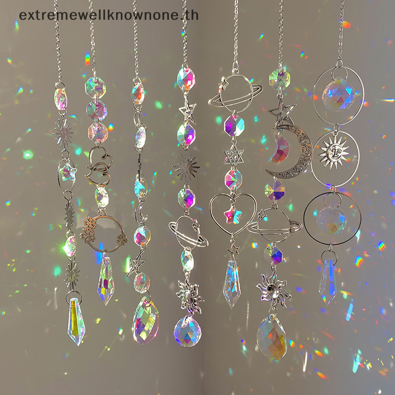 Ewth โมบายกระดิ่งลม จี้คริสตัล ปริซึมฝน สําหรับแขวนตกแต่งหน้าต่าง สวน