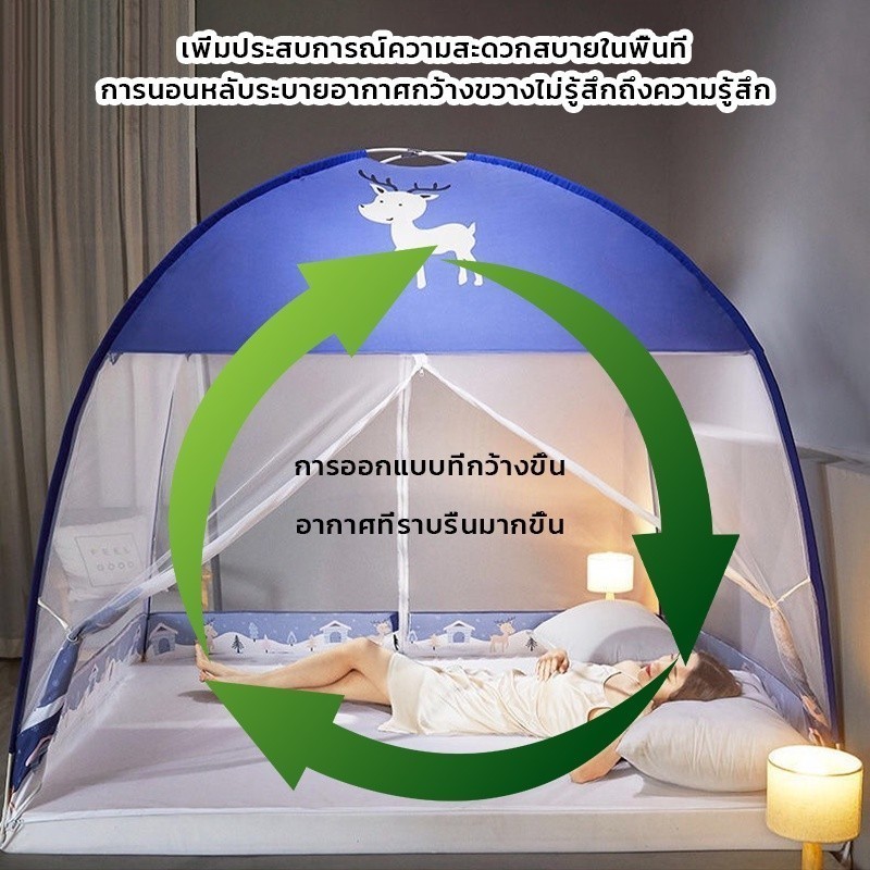 มุ้งกันยุง 【4ฟุต 5ฟุต 6ฟุ】 มุ้งครอบผู้ใหญ่ มุ้งเต็นท์ กันแมลง ป้องกันเด็กตยง มุ้งกันยุงแบบมีซิป มุ้งมีประตู - รูปที่ 5
