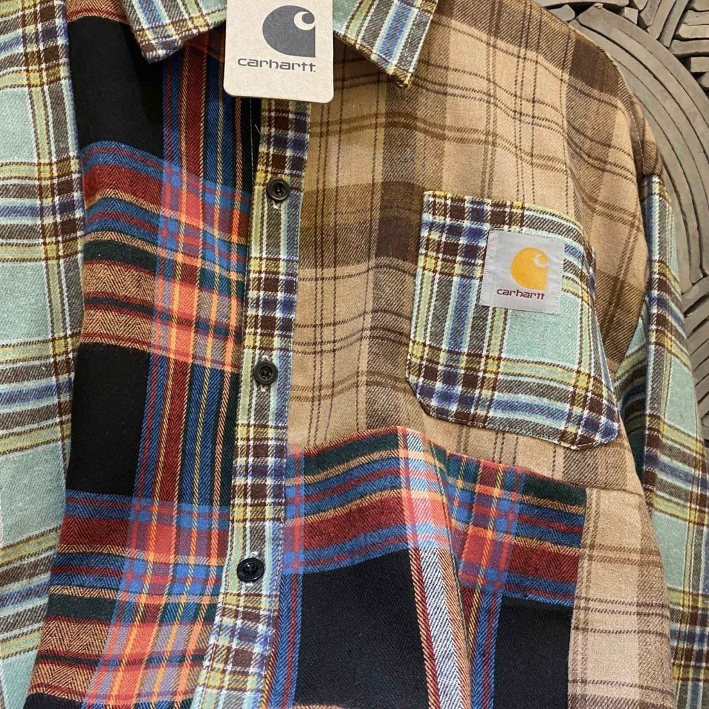 Carhartt เสื้อเชิ้ตแขนยาว ผ้าฝ้าย ขอบดิบ สีพื้น สําหรับผู้ชาย