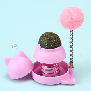 ลูกบอลแมว ไม้ตกแมว 2in1แคทนิปบอล ติดกำแพง ไม่กลิ้งหาย catnip ball ของเล่นแมว OO
