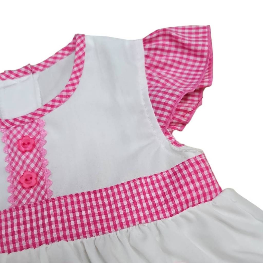 ชุดกระโปรงเด็ก+กางเกงใน 0-12 เดือน ผ้าฝ้ายมัสลิน ลายดอกไม้ หวานๆ ชุดเด็กผู้หญิง BAB0019 - รูปที่ 3