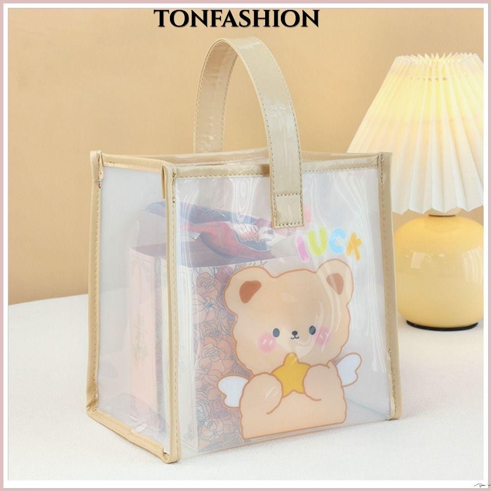 Tonfashion กระเป๋าถือ กระเป๋าสะพายไหล่ PVC แบบใส กันน้ํา จุของได้เยอะ เหมาะกับการเดินทาง