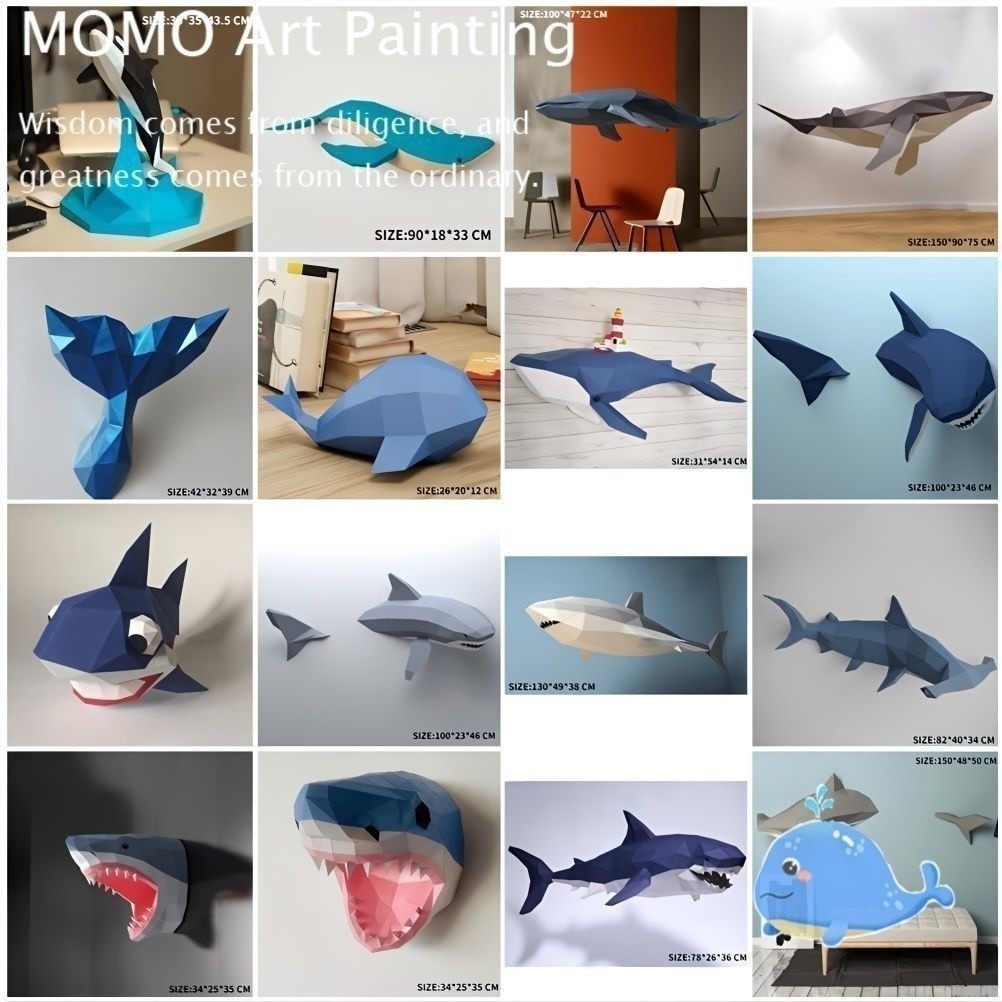 Momo โมเดลกระดาษ รูปปลาวาฬ ปลาวาฬ M5 แฮนด์เมด Diy สําหรับแขวนตกแต่งผนังบ้าน Dd66