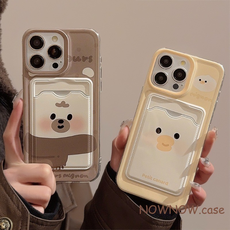 เคสโทรศัพท์มือถือ แบบนิ่ม ลายการ์ตูนหมีน่ารัก แบบพกพา สําหรับ iPhone 15 14 13 12 11 Pro MAX X XR XS MAX 7 8 Plus