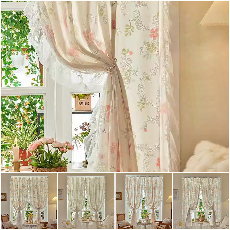 แนะนำ ผ้าม่าน ผ้าม่านลูกไม้ทึบแสง ผ้าตาข่าย ฟรีเจาะรู สําหรับตกแต่งหน้าต่าง ราคาพิเศษ มีเก็บเงินปลายทาง