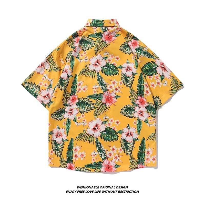 Songkran เทศกาลสงกรานต์ hawaii shirt เชิ้ตลายดอก เสื้อเชิ้ตแขนสั้นลําลอง แบบบาง ทรงหลวม ระดับไฮเอนด์ ลายดอกไม้ สไตล์ฮาวาย แฟชั่นฤดูร้อน สําหรับผู้ชาย