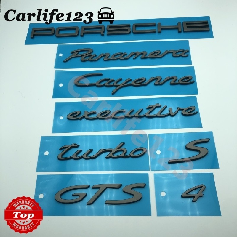 PORSCHE สติกเกอร์ ตราสัญลักษณ์สัญลักษณ์ แพลตตินัม โลโก้ Cayenne S GTS Turbo Titanium Gray สําหรับติด