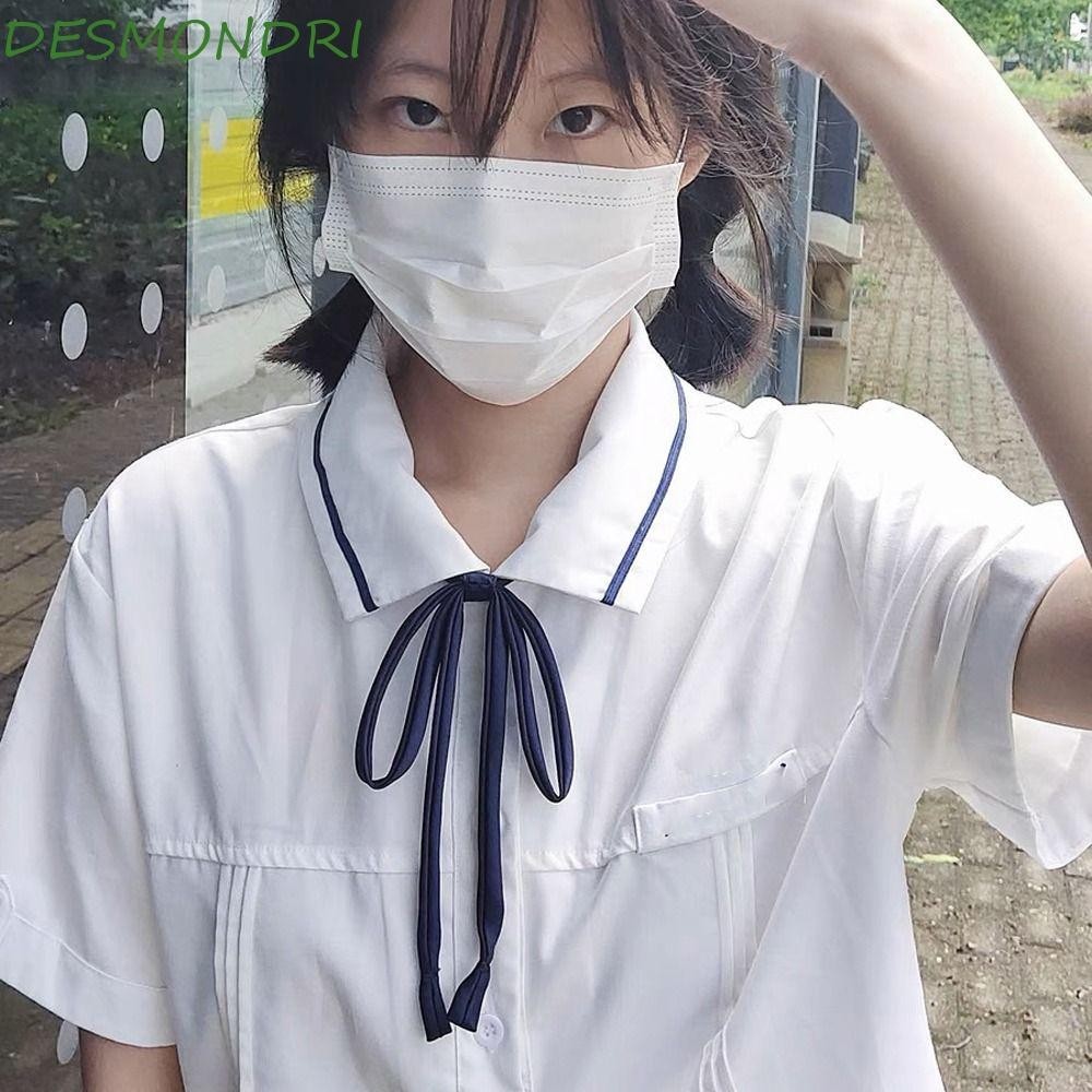 Desmondri JK ชุดเครื่องแบบนักเรียน เนคไทโบว์ สีพื้น เรียบง่าย สไตล์ญี่ปุ่น สําหรับผู้หญิง