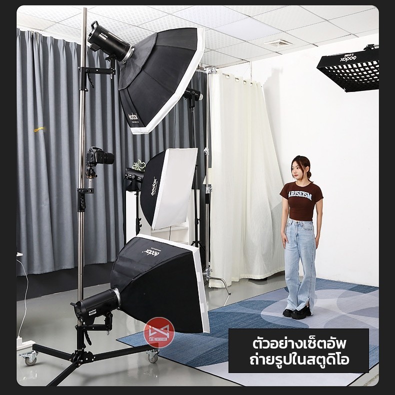 ขาตั้งไฟสตูดิโอ Gun Handle Light Stand สูง220cm จับหมุน 360 มีล้อ Stainless steel