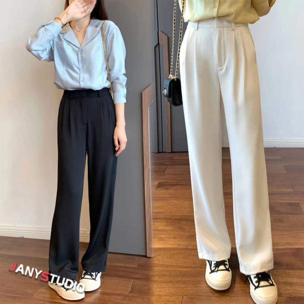 กางเกงขายาวเอวสูง ทรงขากระบอก ใส่ทำงาน ใส่เที่ยวได้